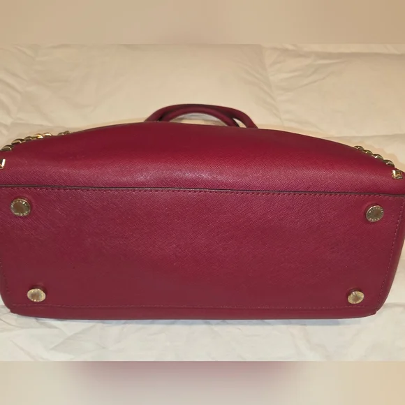 Michael Kors Red SANDRINE STUDDED SATCHEL - Picture 10 of 13